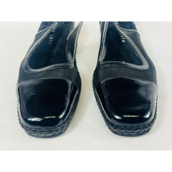 David Tate Portos Black Slingback Wedges Mesh 8M - Picture 6 of 9